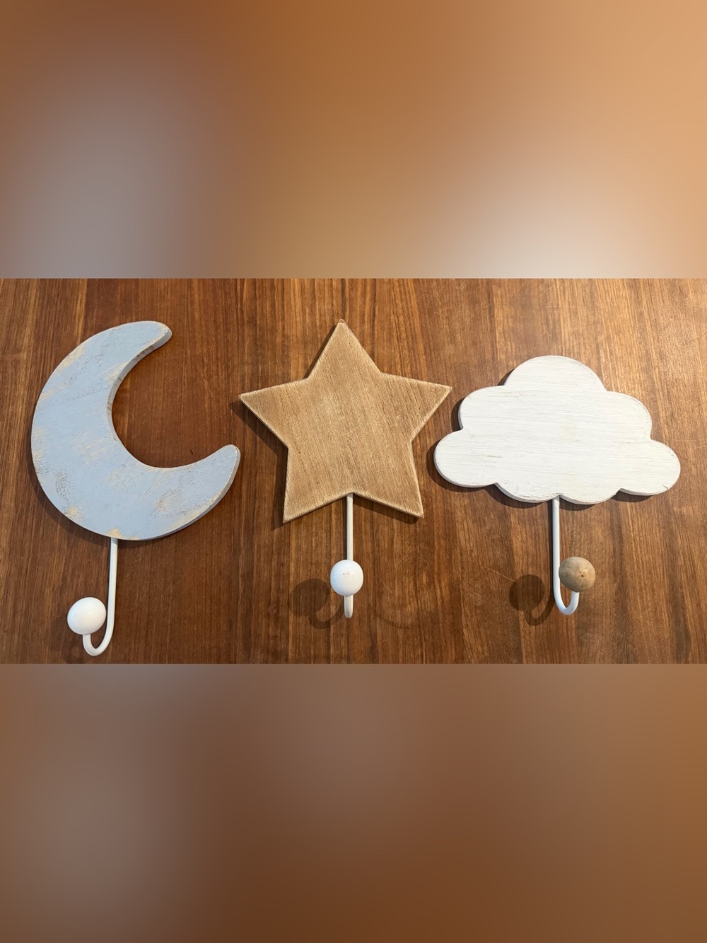 Hobby Lobby Moon Star Cloud Wall Hooks in White and Beige